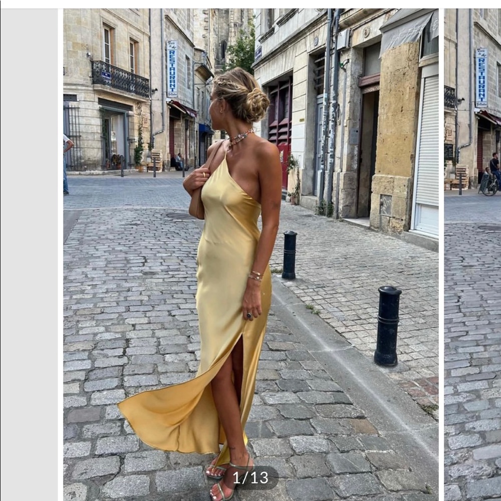 Yellow slip dress